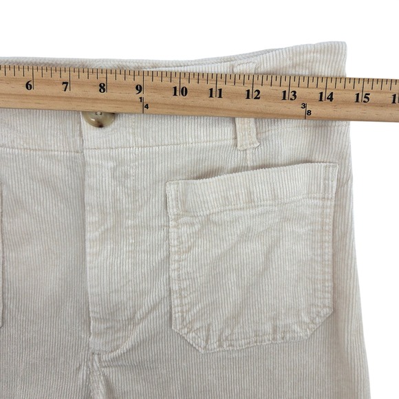Maeve Anthropologie Colette Wide Leg Corduroy Pants 27 Ivory Cream High Rise - Picture 4 of 8